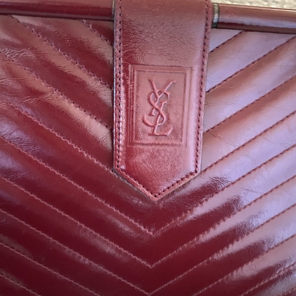 Authentic Yves Saint Laurent maroon clutch - Picture 2 of 10